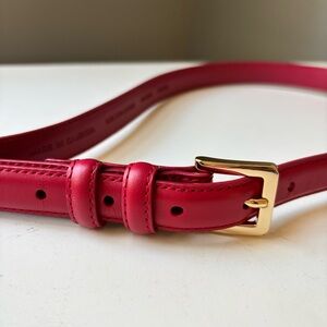 LOFT Women's Red Belt with Gold Buckle size L Christmas